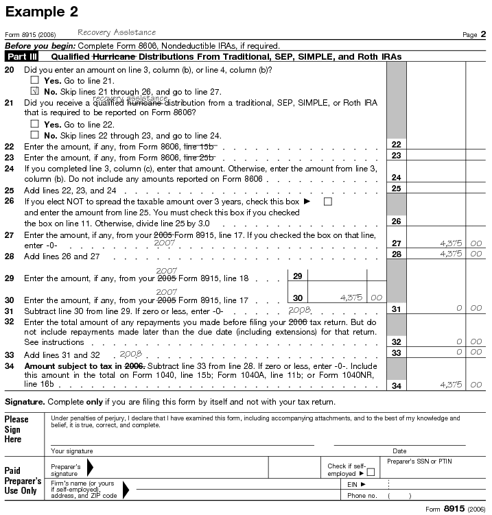 2006 Form 8915, page 2, Illustrated Example 2