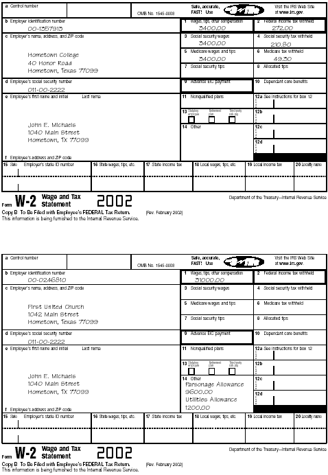 Forms W-2, (2) for John E. Michaels