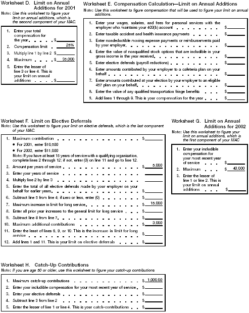 Worksheets D thru E