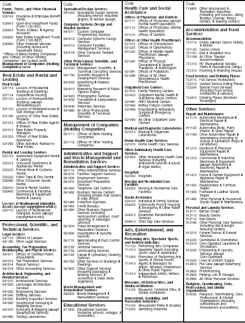 Page 3 of Principal Business Activity Codes
