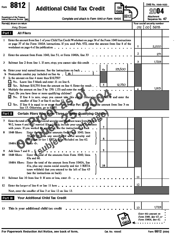 Filled-in Form 8812