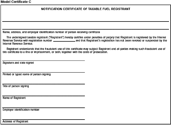 Model Certificate C