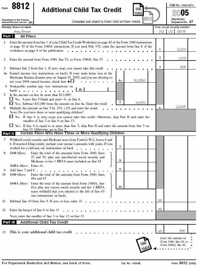 Filled-in Form 8812